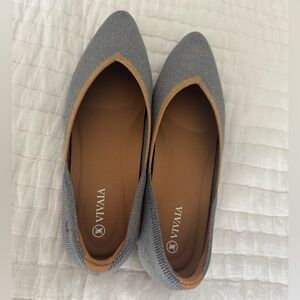 Women's Vivaia Vienna 2.0 Light Blue Pointed-Toe Knit Flats size 39 (women’s 8)